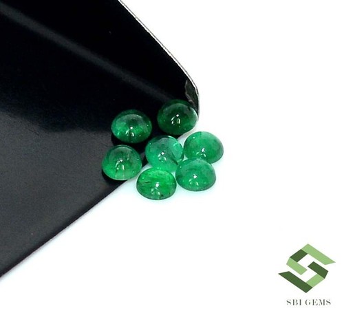 3.50 mm Natural Emerald Round Cabochon Lot 07 Pcs 1.34 CTS Loose Gemstones - Picture 4 of 7