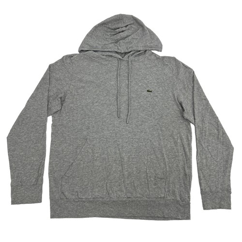 Lacoste Shirt Mens 6 (US XL) Gray Long Sleeve Hooded Regular Fit Preppy Pocket