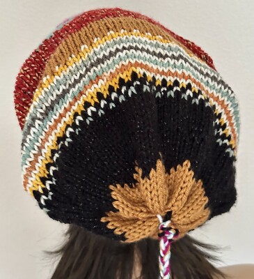 Hand Knits 2 Live Slouch Hat Beanie Fair-isle Hearts  Designer Faux Fur Pom Pom Hand Knits 2 Love Slouch Hat Beanie Cap Fair-isle Faux Fur  main image 2