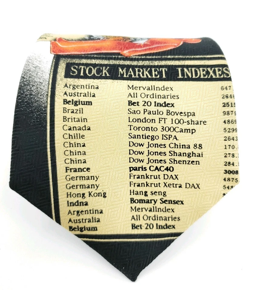 EUC Stock Market Indexes Mens Necktie Investor Stockbroker Money Black Neck Tie - Image 4 of 4