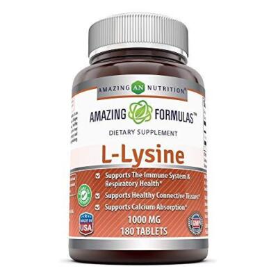 Amazing Nutrition Amazing Formulas L-Lysine 1000mg Amino Acid Vitamin 180