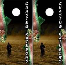 Rainbow Trout Fly Fishing LAMINATED Cornhole Wrap Bag Toss Skin Decal Sticker