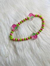 Y2k Boho Beaded Phone Charm Strap Pink Strawberry New Handmade Gift