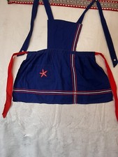 Vtg Pinafore Apron Mid Century Wife Cottagecore Nautical Sailor Red  Blue GUC