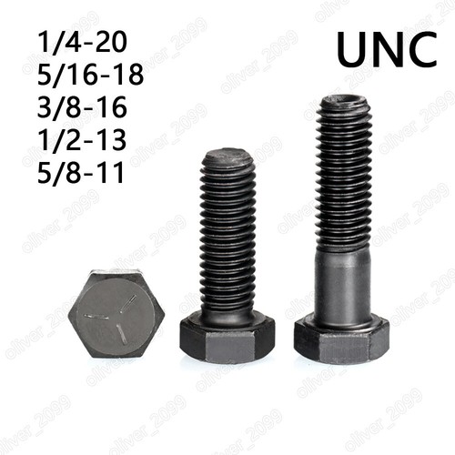 Black Steel Hexagon Bolts Hex Head Cap Screws DIN933 1/4 5/16 3/8 1/2 5/8 - Picture 1 of 5