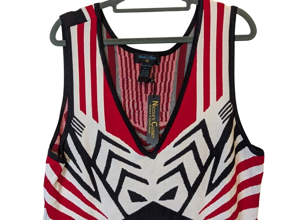 Vestido ceñido al cuerpo Nicoles Closet talla grande 2X tejido vanguardista artístico tejido elástico Foto 4 de 4