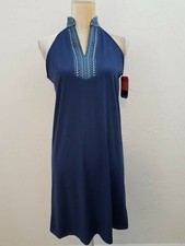 SUNSETS & SWEET TEA SMALL BLUE JERSEY KNIT SLEEVELESS SHIFT DRESS NWT 