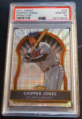2011 CHIPPER JONES FINEST XFRACTOR HOF #16 PSA 10 BRAVES POP 4