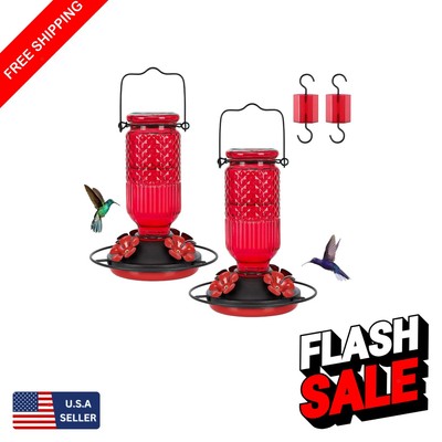 Vibrant Red Hummingbird Feeders - 16 oz with Leak-Proof Design & Ant Moat