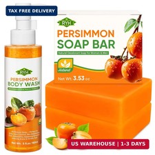 RYH 2 PCS Persimmon Soap Bar and Persimmon Body Wash for Body Odor Control, Natu