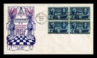 US COVER POSTAGE STAMP CENTENARY FDC SCOTT 947 BLOCK OF 4 KNAPP FLEETWOOD