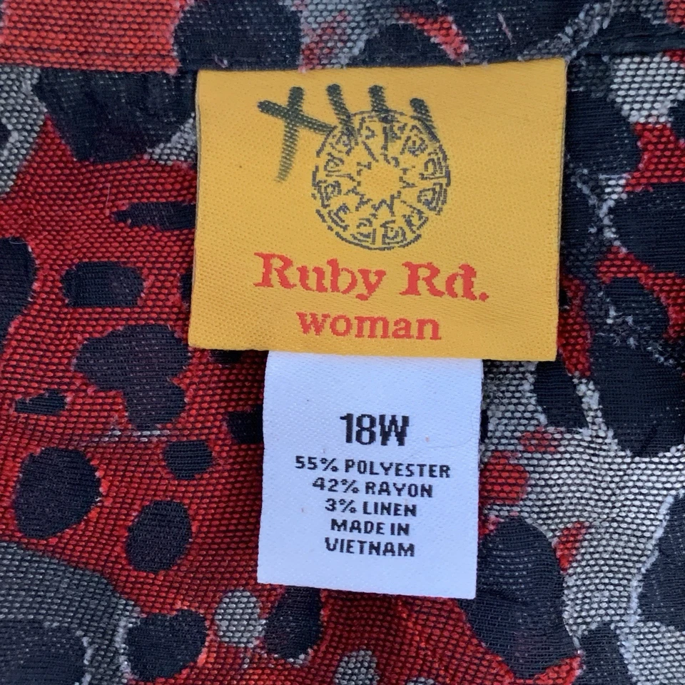 Vintage Ruby Rd  Womens 18W Jacket Leopard Animal Sheer Red Black Slate Full Zip - Image 3 of 4