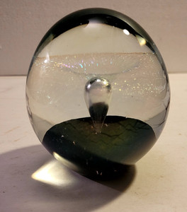 VINTAGE Eickholt Signed Art Glass Paperweight Iridized Vortex 1992