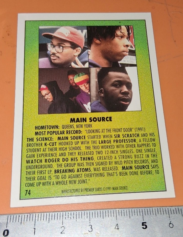Main Source 1991 Trading Cards The Rap Pack Card #74 Hip Hop New York - Bild 2 von 2