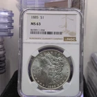 1885 P Morgan Dollar $1 NGC MS63 Philadelphia Business Strike 0.900 Silver