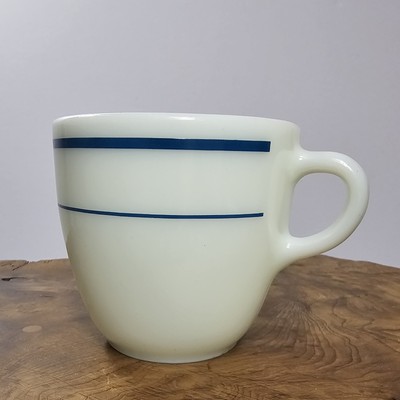 Submarine Pyrex Tableware By Corning Coffee Cup/Mug Blue Stripe Milk Glass #723
