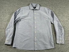 Under 510 Shirt Mens Medium Light Blue Oxford Long Sleeve Button-Up Shorter Guys