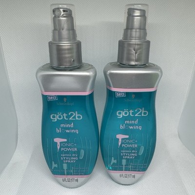 Pack 2 Got2B Hairspray Mind Blowing Ionic Power, Xpress Dry Styling Spray 6 oz