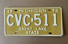 1970 Michigan MI License Plate Great Lake State CVC - 511 — photo 1