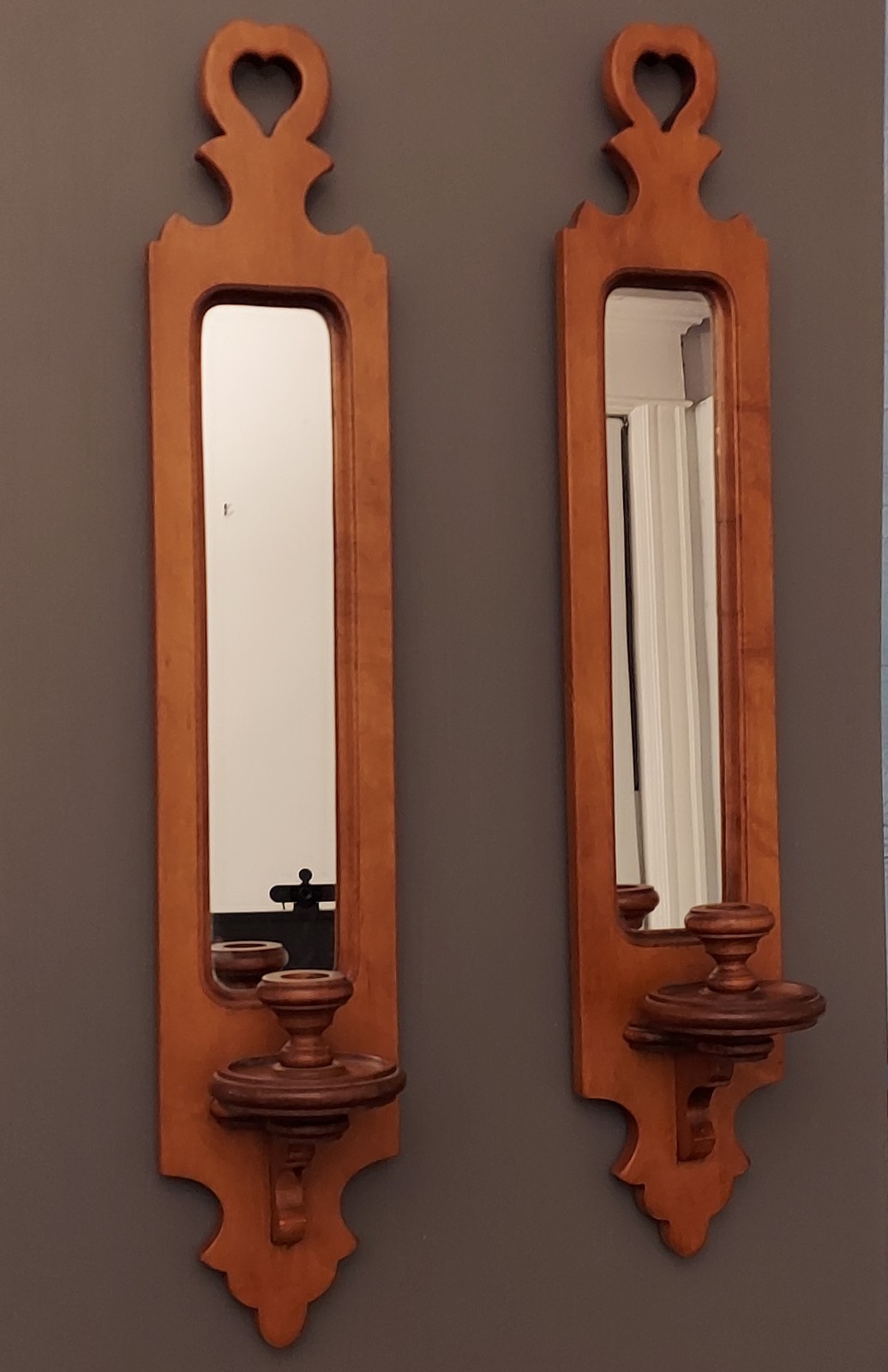 Vintage Pair 2 Tell City Chair Co. Mirror Candle Holder Wall Sconces