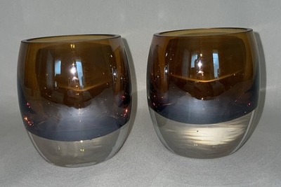 Mikasa Home Accents Solaris Set of 2 Amber Votive Heavy Glass Candle Holders