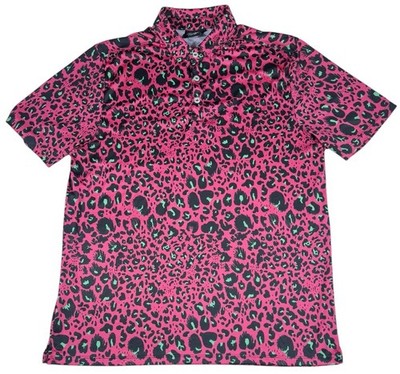 Sunday Swagger Performance Golf Polo Shirt Mens Size XL  Pink Leopard Print AOP