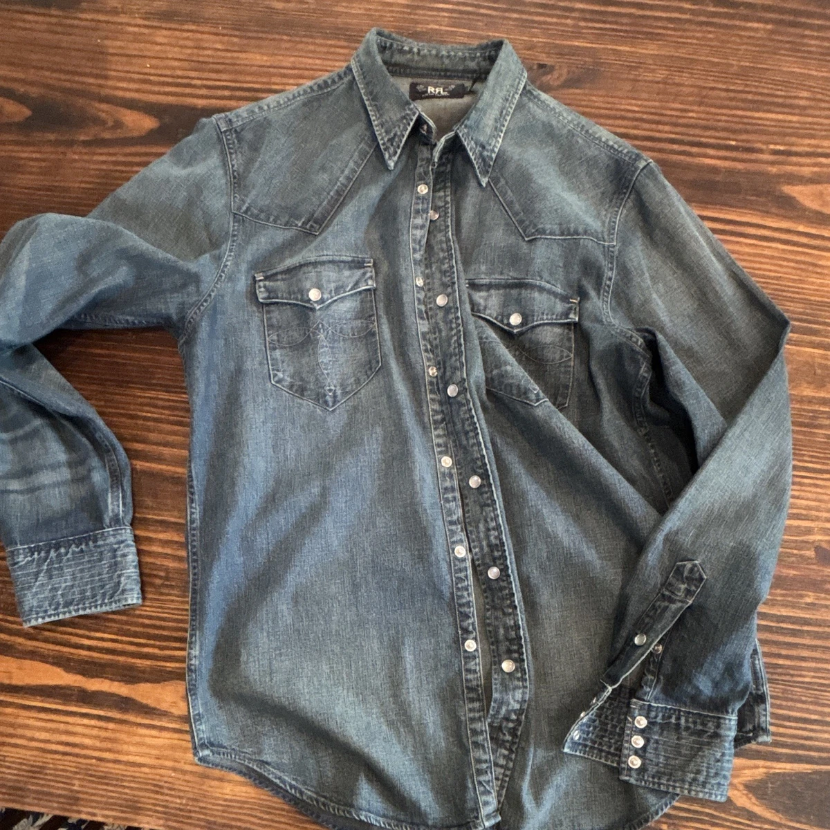 RRL Denim Solid Casual Button-Down Shirts for Men for sale | eBay