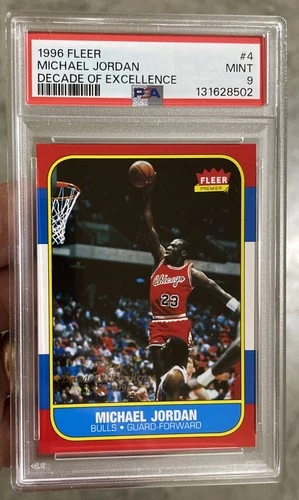 1996 FLEER MICHAEL JORDAN DECADE OF EXCELLENCE #4 PSA MT 9