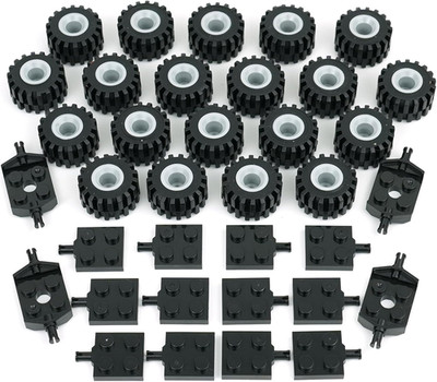 Tires Wheels and Axles Sets - 56 Pieces Brick Accessories Basic Classic Building