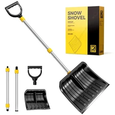 18.5" Wide Snow Shovel with Stainless Steel Wear Strip & D-Shape Handle, Heav...