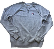 FILA Crewneck Sweatshirt Pullover Mens Small Gray Embroidered Logo Raglan Sleeve