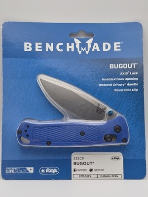 Benchmade Bugout 535 Blue Grivory Handle CPM-S30V Blade New Folding Knife SALE!!