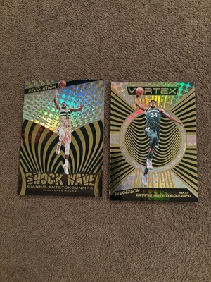 2 Card Lot-Giannis Antetokounmpo 2018-19 Revolution Shock Wave And Vortex