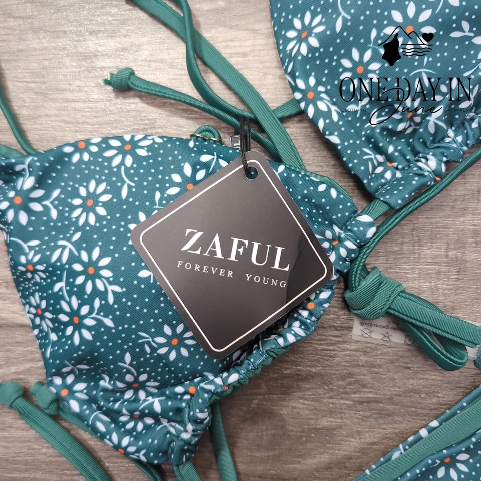 Traje de baño bikini con corbata lateral triángulo Zaful talla M Foto 3 de 4