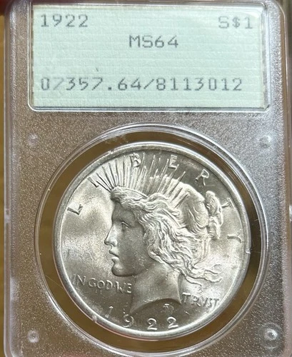 1922 Peace Silver Dollar Rattler PCGS MS64 Blazer!