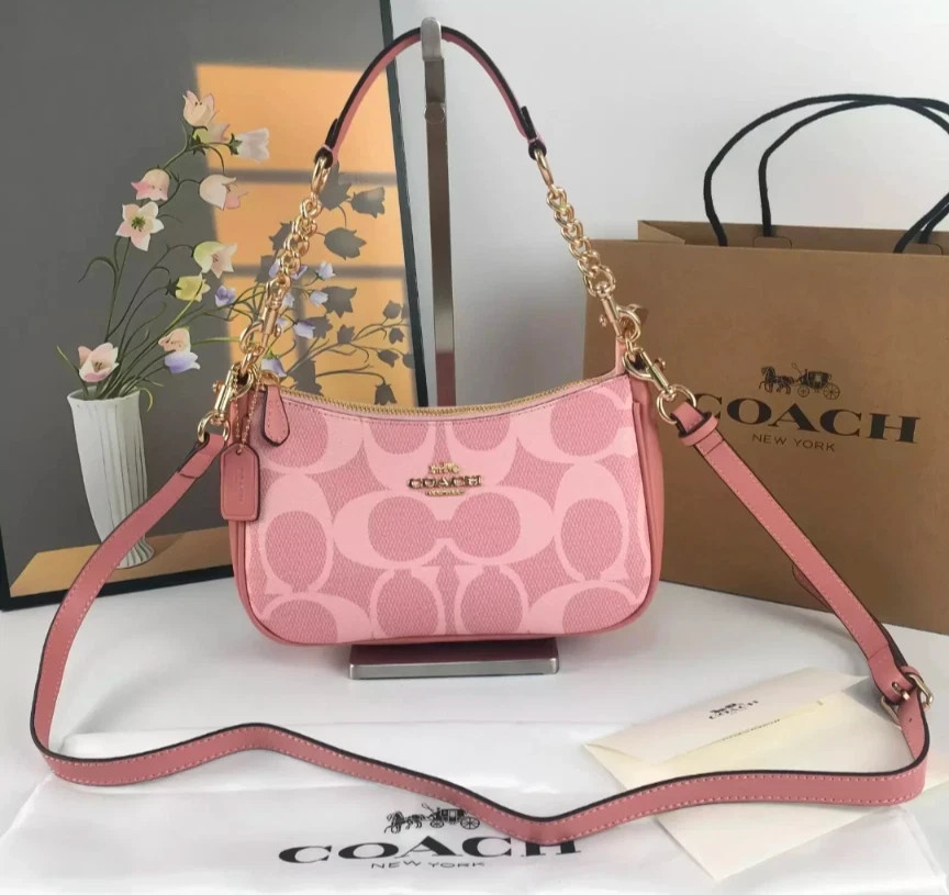 COACH Teri Shoulder Bag In Signature Canvas Powder Pink CAL51