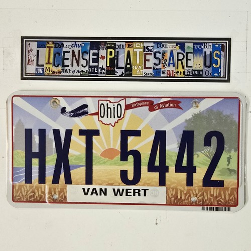 Ohio Sunburst License Plate Sunrise Graphic Van Wert County OH Tag HXT 5442