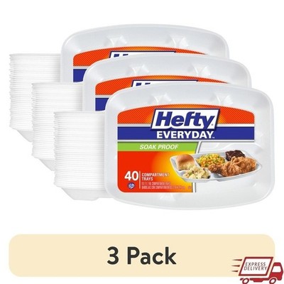 Soak-Proof Foam Compartment Trays 40 Pack Easy Cleanup at Parties & Events New