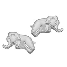14K White Gold Baby Elephant Screwback Earrings
