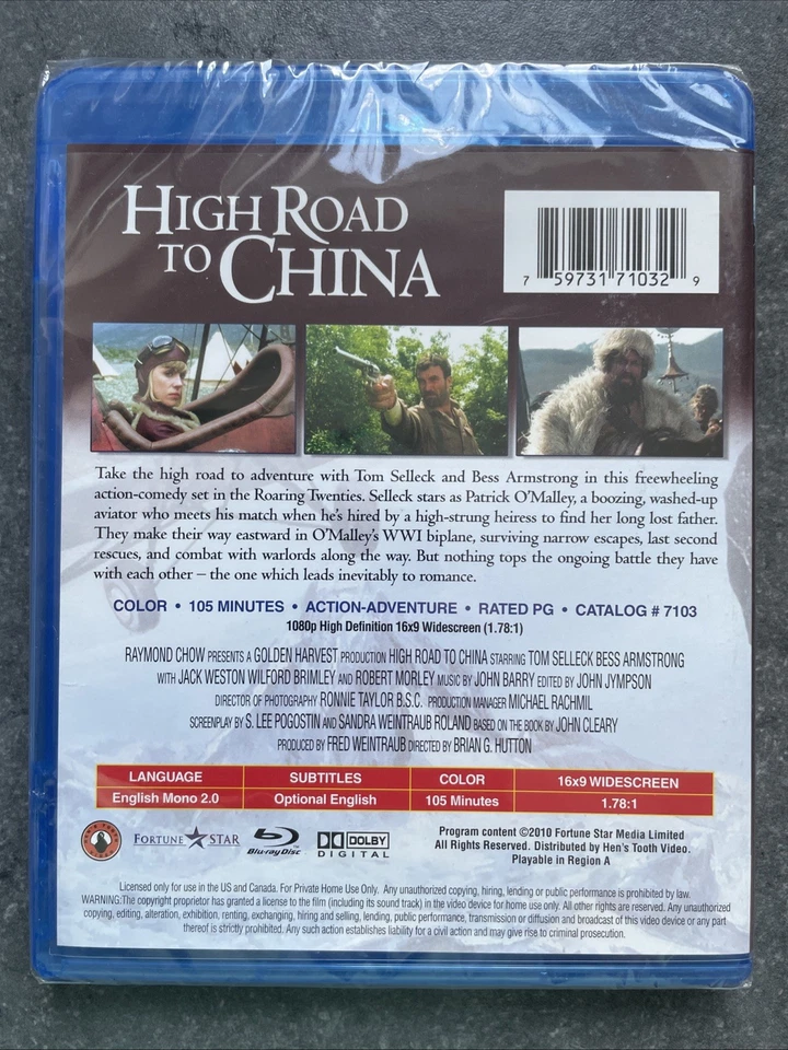 High Road To China (New/Sealed Region A Blu-Ray) Tom Selleck  - Image 2 of 2