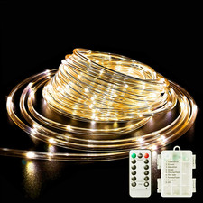 LED Rope Lights Battery Operated String Lights 40Ft 120 Leds 8 Modes Outdoor Wat