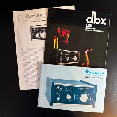 dbx 118 Dynamic Range Enhancer Instruction Manual & Brochure & Test Report Lot
