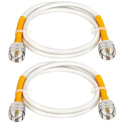 MOOKEERF RG8x Jumper Cable 3ft, 2 Pack CB Coax 50 Ohm, UHF PL259 Male to Male...