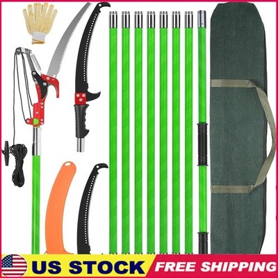 Extendable Manual Pole Saw High Branch Pruning Double Hook Durable Tree Cutter