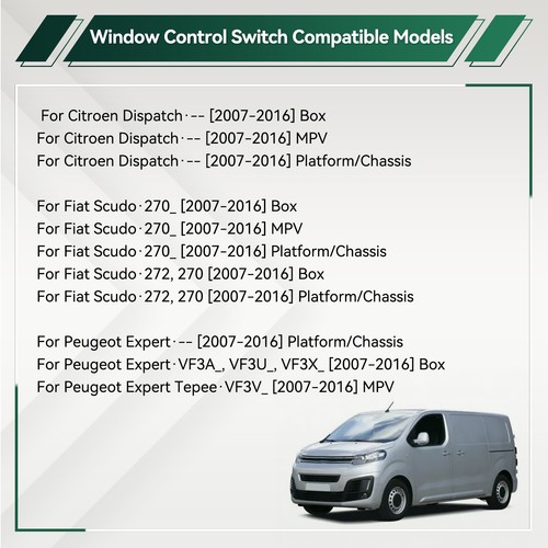 Front Electric Power Window Switch For Peugeot Expert Citroen Dispatch 6554.ZJ - Picture 8 of 10