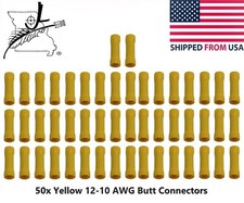 50x Yellow 12- 10 AWG Butt Connectors Wiring Wire Splice Crimp On Insulated