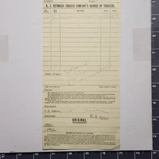 1913 R. J. Reynolds Tobacco Co Billhead Receipt Sacramento Ca.
