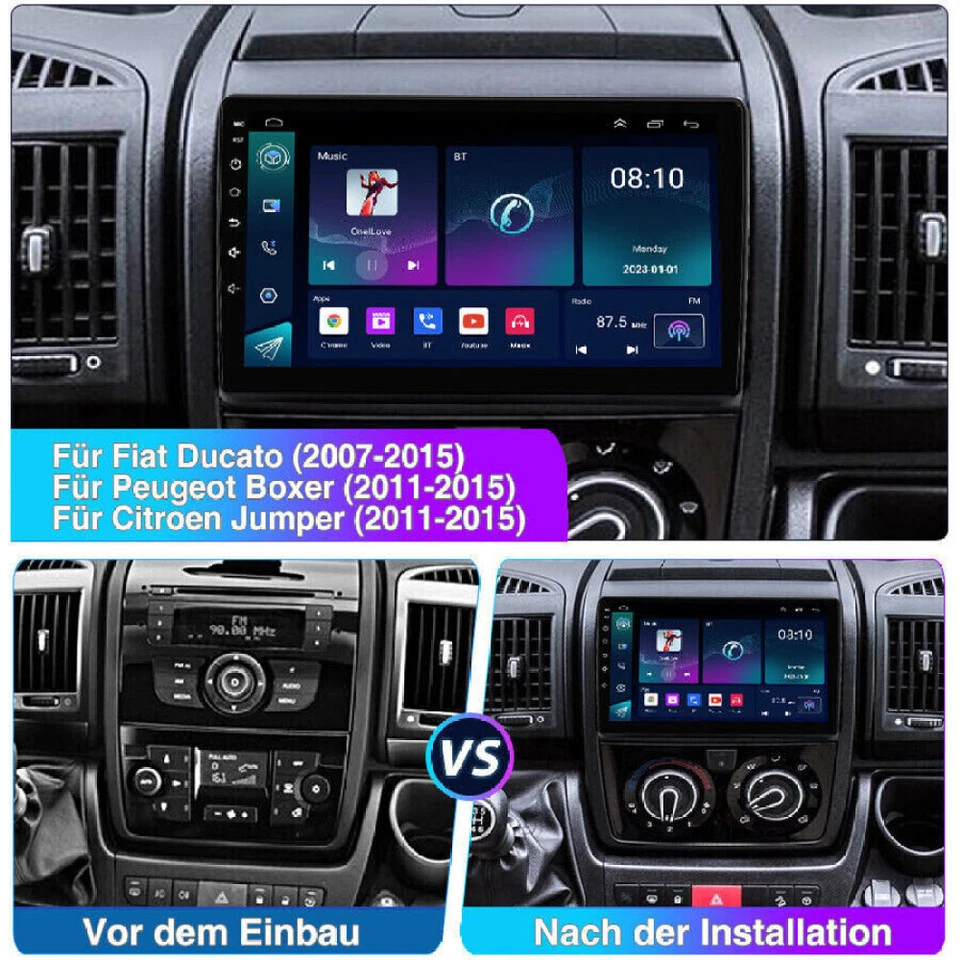 9" Android 13 Autoradio Carplay GPS für Fiat Ducato/Peugeot Boxer/Citroen Jumper - Bild 3 von 4