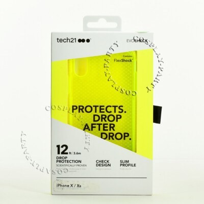 Tech21 Evo Check iPhone X & iPhone Xs FlexShock Snap Case Cover - Neon Yellow