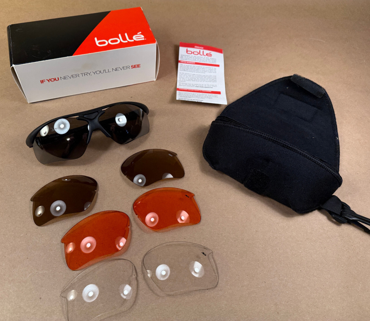 Sunglasses Replacement Bolle Vigilante Tennis Sunglasses Bolle Vigilante  Model 752 201 Sunglasses W/ Sets Lenses Needs, image size:1200x1040